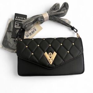Valentino Orlandi Black Quilted Bag with Gold Details
